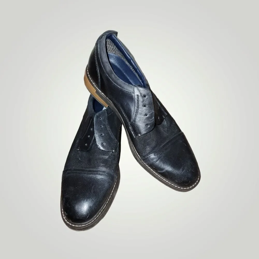 STEVE MADDEN MENS EDDISON LEATHER EMBOSSED CAP TOE OXFORDS SHOES Edd01m1